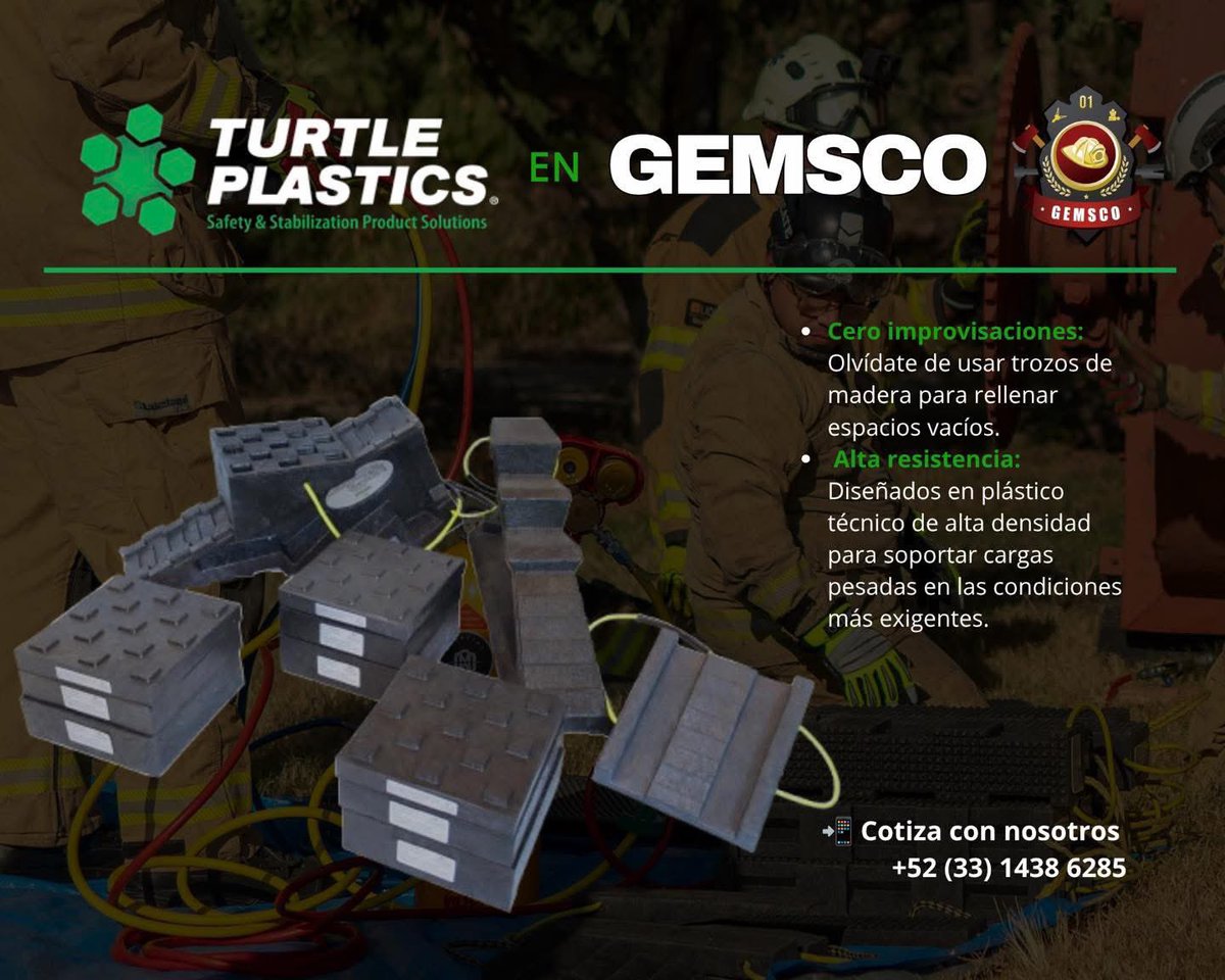 Gemsco_mx's tweet photo. 🚨 La estabilización no es lugar para improvisar.

Con Turtle Plastics, lleva tus operaciones de rescate a otro nivel. 💪🚒

🟢 Cero improvisaciones
🟢 Alta resistencia
🟢 Mayor estabilidad y seguridad

📲 Cotiza tu equipo Turtle Plastics con GEMSCO:
+52 (33) 1438 6285 https://t.co/Z6moIbfG0M