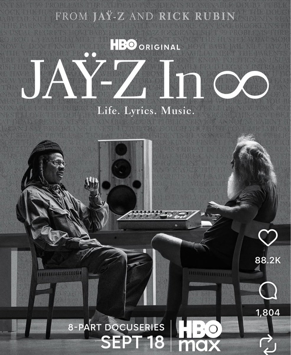 Hovette4L's tweet photo. Don’t forget that in just a week after the London and Paris stadium shows, JAŸ Z’s 8 part documentary with Rick Rubin comes out on HBO. Oh it’s going to be a busy Hovtember 😆🍾💎
#TheROC https://t.co/zod5frHBMZ