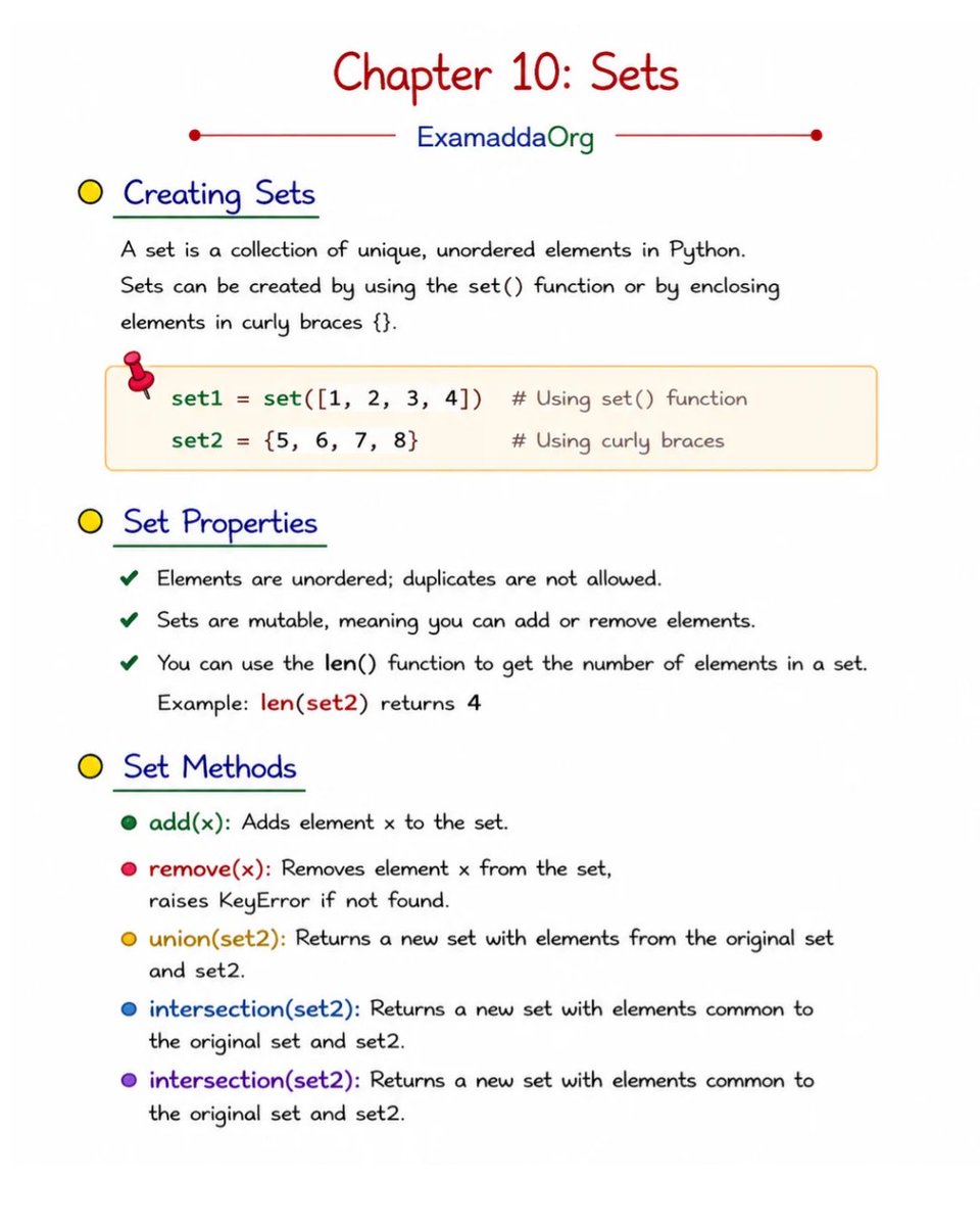 examaddaorg's tweet photo. Chapter 10 of Python Notes are Here 

👉Follow @examaddaorg for more python Notes 

👉Complete python course 
https://t.co/gd5HPYItgB

👉Stay for chapter 11 

#Python #Pythonnotes #Examadda #Examaddaorg #techexamadda https://t.co/kiWB3AkWGf