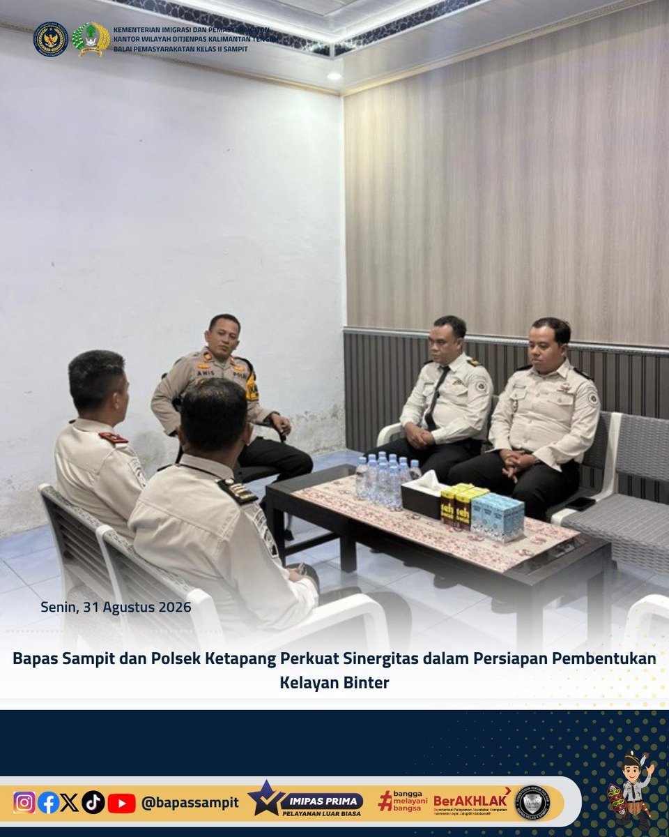 bapas_sampit's tweet photo. Bapas Sampit dan Polsek Ketapang Perkuat Sinergitas dalam Persiapan Pembentukan Kelayan Binter.

Selengkapnya pada:
https://t.co/yybCXwO6HF

Humas Bapas Sampit

#kemenimipas
#Ditjenpas
#pemasyarakatan
#penjagadanpanduan
#DitjenpasKalteng
#Hensah
#infomipas https://t.co/NvNf44aVdk