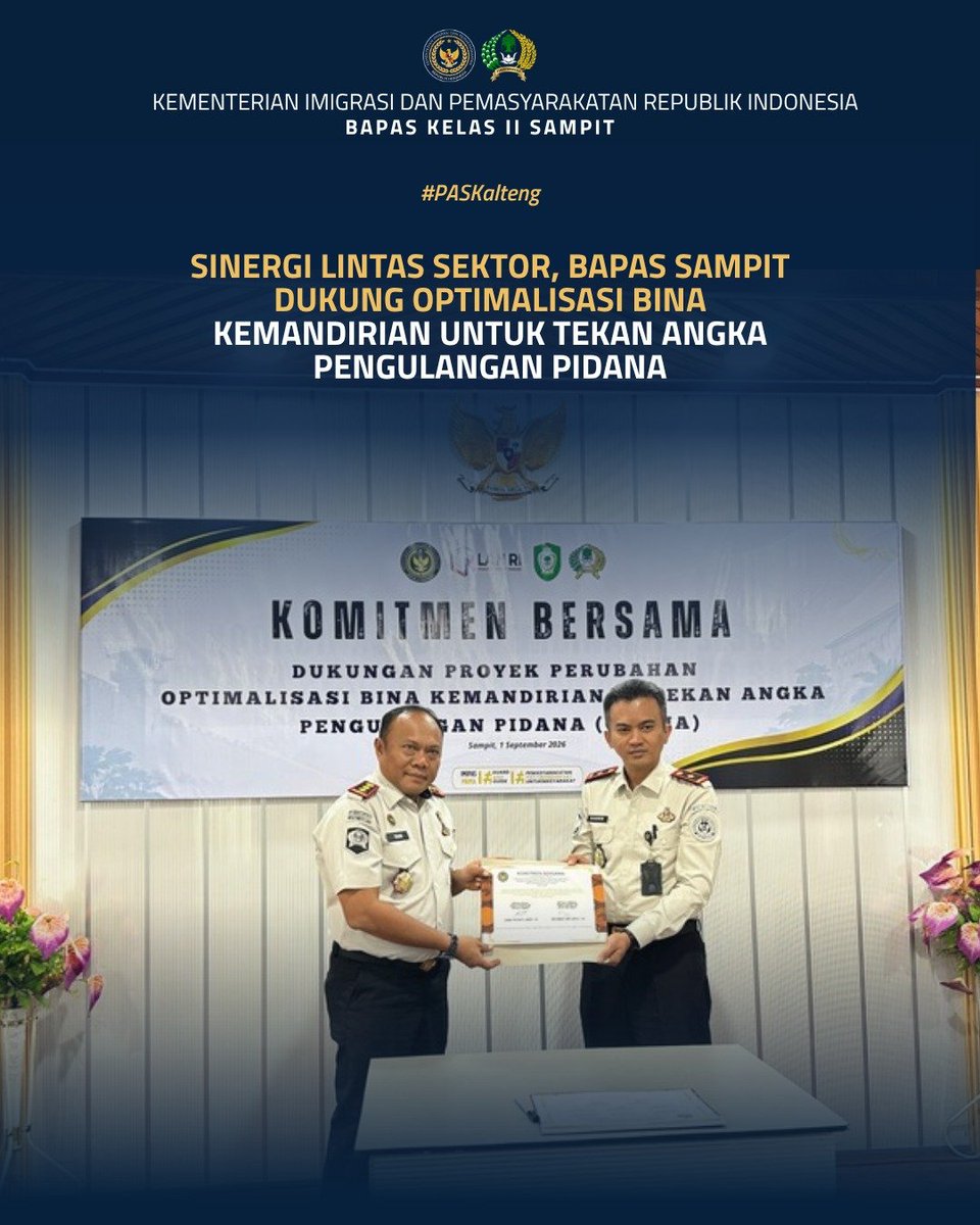 bapas_sampit's tweet photo. Sinergi Lintas Sektor, Bapas Sampit Dukung Optimalisasi Bina Kemandirian untuk Tekan Angka Pengulangan Pidana

Selengkapnya pada:
https://t.co/y3nDChwjmB

Humas Bapas Sampit

#kemenimipas
#Ditjenpas
#pemasyarakatan
#penjagadanpanduan
#DitjenpasKalteng
#Hensah
#infomipas https://t.co/IxotYZJHW2