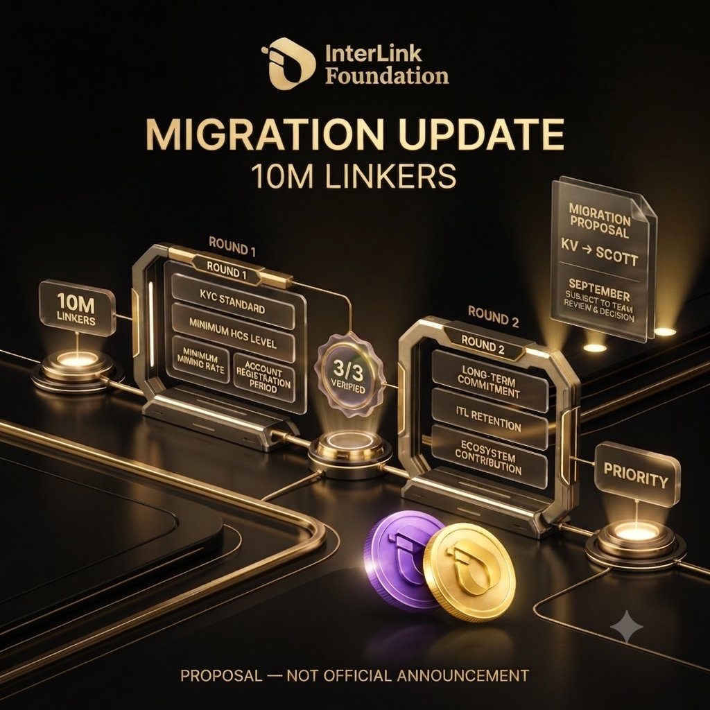 VaasuKadiri94's tweet photo. MIGRATION UPDATE FOR 10M LINKERS!
The InterLink Foundation has shared a migration proposal (subject to team review and decision):🌐
Shaping the future of our network together. ⚡
#InterLink #InterLinkFoundation #Migration #Web3 #Crypto #Blockchain #WeAreTheFirst10MLLinkers https://t.co/rJNnVb8Cgo