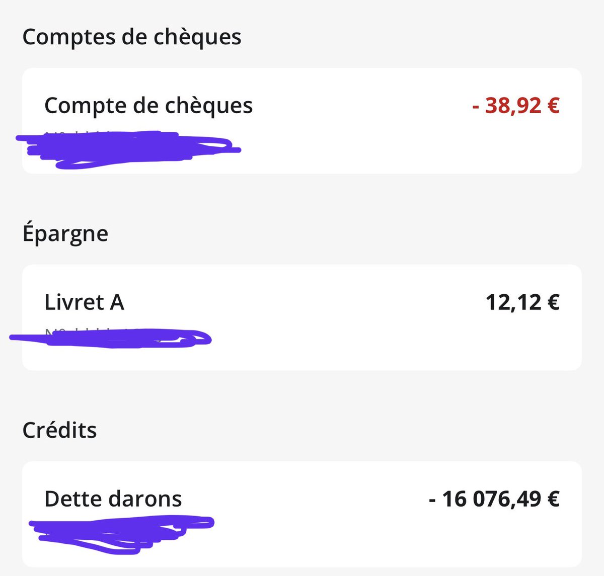 kali_ACF_Space's tweet photo. Current debt : 
- Student loans (16k)
- Credit card debt : 60€
- Unpaid rent : 1.2k
- Tabs, money friends have used on me, money I wanna give back to people even if they don’t wanna : probably 1.5k, realistically way less, it’s not urgent. Ideally 250€ to not damage my social life.

My students loans should be erased soon and the state should give me a bunch of money soon, I just need to figure out rent.
Will try to keep this post updated.