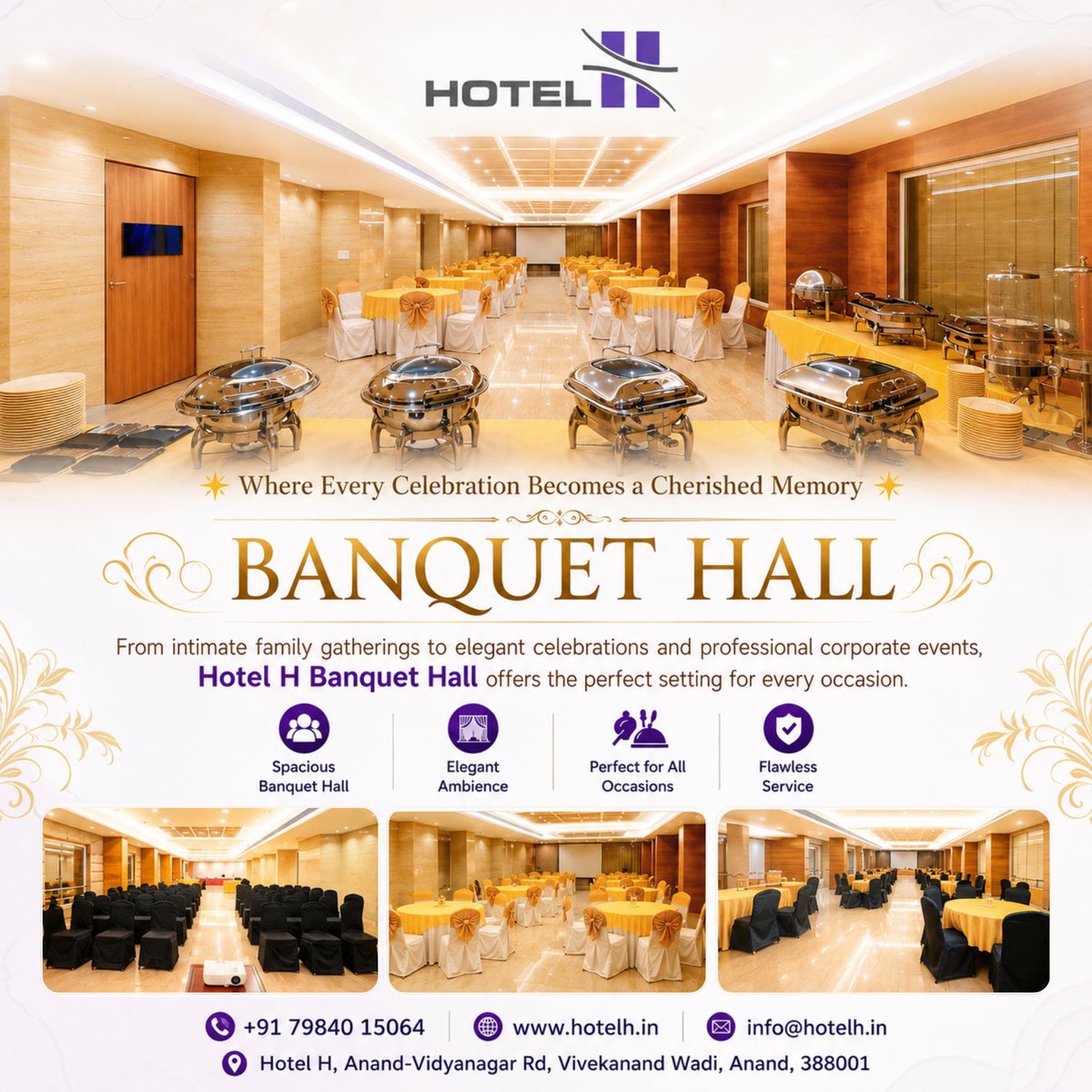 HotelH_Anand's tweet photo. ✨ Where Every Celebration Becomes a Cherished Memory ✨
🌐 https://t.co/M6WIgAe8rR
#HotelH #BanquetHall #FamilyFunction #CorporateEvents #BusinessEvents #CelebrationVenue #WeddingFunctions #BirthdayCelebration #CorporateMeetings #SocialGathering #AnandEvents #EventManagement https://t.co/Y49LnI8NXL