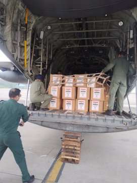 kalingatv's tweet photo. #Breaking: EAM Dr S Jaishankar tweets, "The fifth Indian aircraft has departed for Nepal. It is carrying an 11-member rescue team with specialised equipment and 5.5 tonnes of essential medicines.
#SJaishankar 
#NepalFloods 
#IndiaAid 
#RescueOperation 
#HumanitarianAid https://t.co/7HFJDumVjB