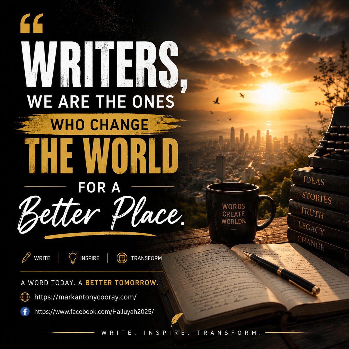 mark_cooray's tweet photo. Writers do more than fill pages with words.

We challenge ideas.
We preserve truth.
We give voices to the unheard.
We inspire minds, awaken hearts, and plant seeds that may grow long after we are gone.
Every great change begins somewhere—and often, it begins with an idea powerful enough to be written down.
✍️ Writers, our words have power.
Let us use them to inspire, transform, and help change the world for the better.

🌐 https://t.co/ItomRmZO1Q
📘 https://t.co/6m2mwrLQqA

#Writers #Authors #WritingCommunity #AmWriting #AuthorsOfX #Writing #Inspiration #ChangeTheWorld #WordsMatter #AuthorLife