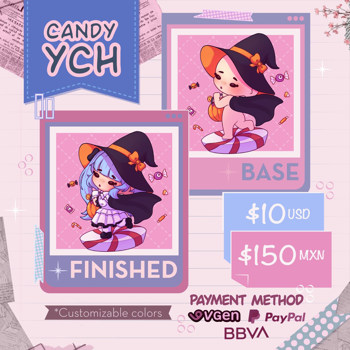 MonseKirei's tweet photo. 🍬🎃 HALLOWEEN YCH'S OPEN 🎃🍬

I'm opening Halloween themed YCH'S, you can customize the clothes and colors, also you have garanteed delivery for October 31st if requested before October 23rd

You can request one:
• On my VGen
• Sending me a DM

ONLY 3 SLOTS PER YCH ‼️ https://t.co/RpOibhskvj
