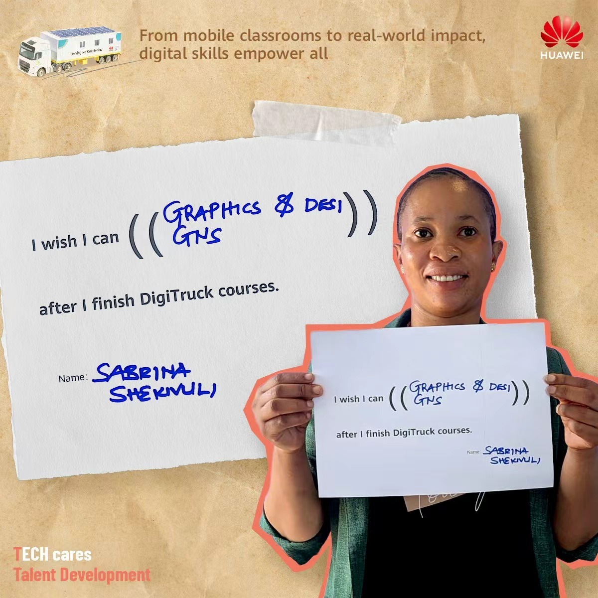 Huawei's tweet photo. Across Tanzania, the DigiTruck is turning everyday ambitions into real possibilities. Traveling over 8,000 km, it has reached 23 schools and nearly 5,000 learners, bringing digital skills directly to communities and opening doors to new opportunities and brighter futures.