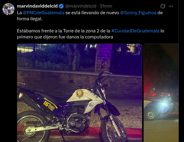 _Pacam's tweet photo. No encuentro mayor mayor noticia sobre que se acaban de llevar presos a Marvyn del Cid y Sony Figueroa frente a La Torre de zona 2. A Marvin le echaron una radiopatrulla y casi lo atropellan. Incluso los policías les sacaron armas con lujo de violencia. https://t.co/606k9NtK2B