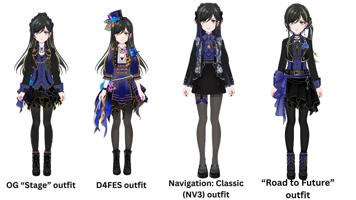 HollowSilver1's tweet photo. Here's the evolution of Rondo's outfits!

The D4FES set sticks out a bit too much, but besides that, they're sticking to their original designs! https://t.co/fblFIxlqj1