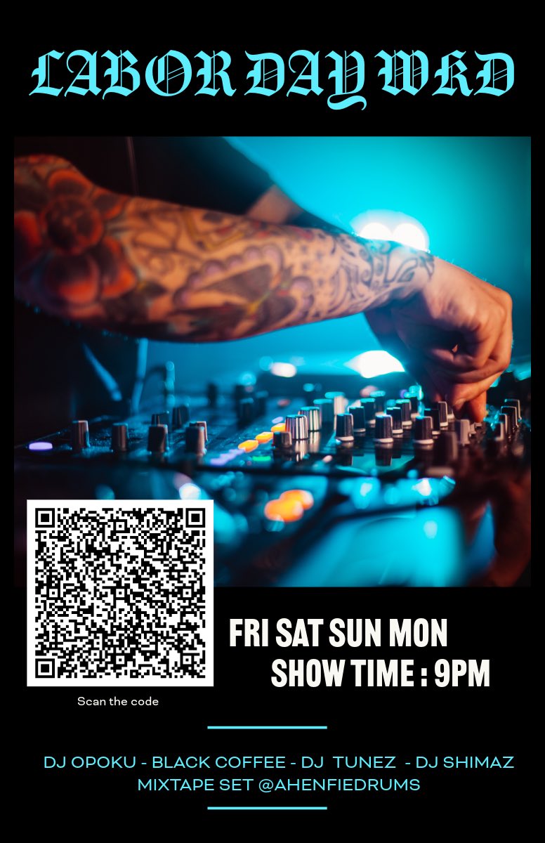 AhenfieDrums's tweet photo. Labor Weekend = 14hrs of pure heat on ADR Online FM π₯
5 World Class DJs | Sept 4-7 | 9PM-12AM EST
Afrohouse β’ Afrobeat β’ Azonto ONLY
Tap in: @AhenfieDrums | TuneIn | YouTube @skyhighsound
#SKYHIGHSound ππ§Ή https://t.co/6iG6A9auzH
