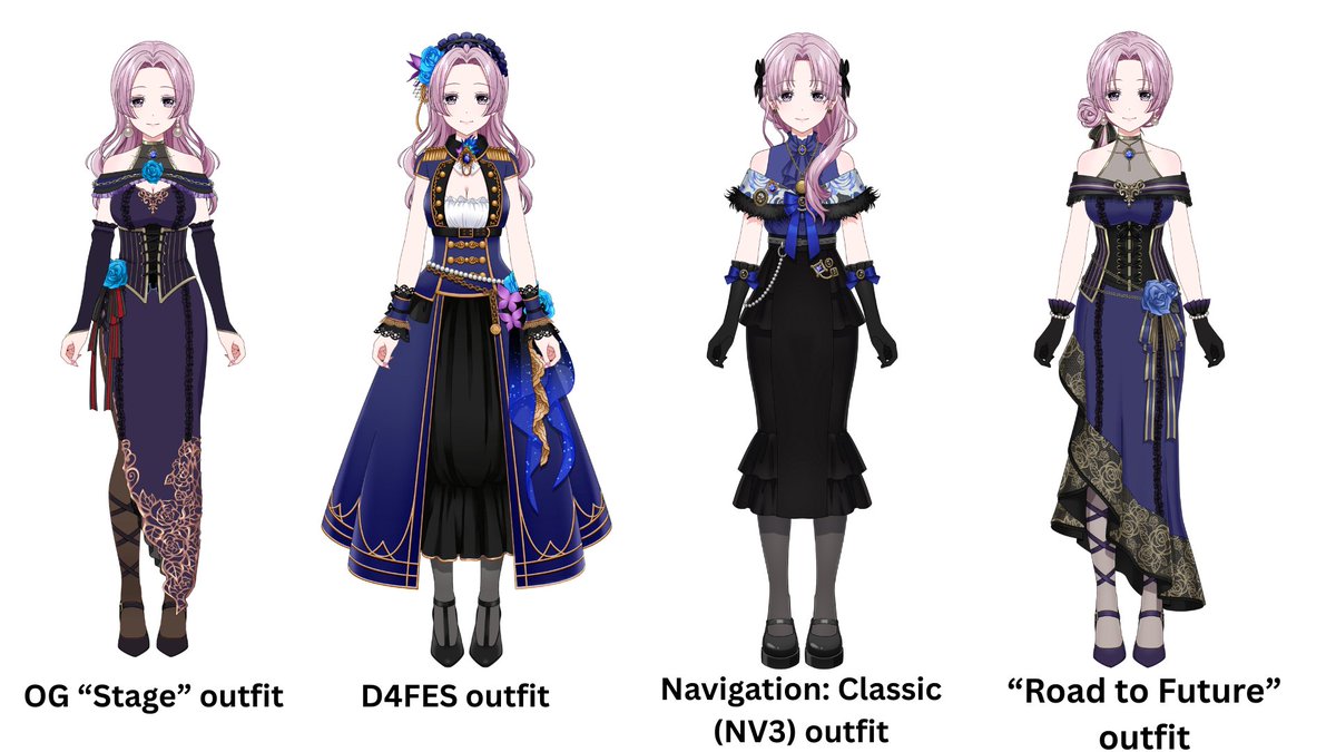 HollowSilver1's tweet photo. Here's the evolution of Rondo's outfits!

The D4FES set sticks out a bit too much, but besides that, they're sticking to their original designs! https://t.co/fblFIxlqj1