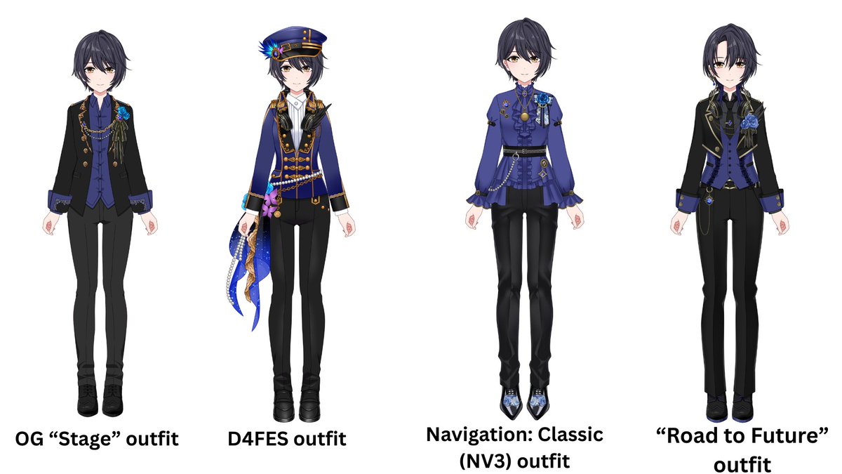 HollowSilver1's tweet photo. Here's the evolution of Rondo's outfits!

The D4FES set sticks out a bit too much, but besides that, they're sticking to their original designs! https://t.co/fblFIxlqj1