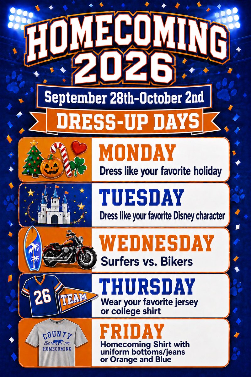 NCHSCougars's tweet photo. It’s a great time to be a Cougar! 🧡💙 https://t.co/D8fufGI8ML