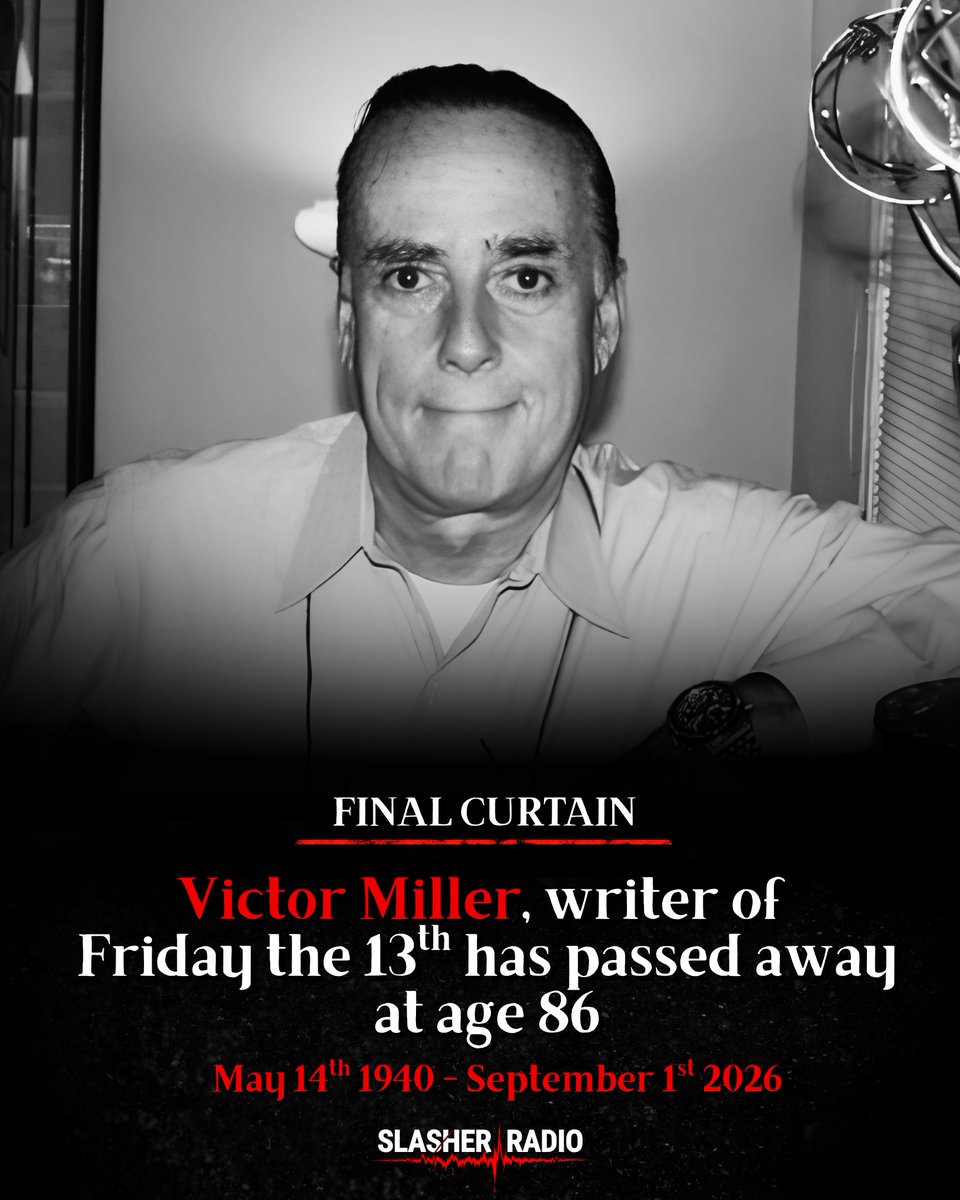 SlasherRadio's tweet photo. Victor Miller, infamous writer of Friday the 13th, has passed away at age 86. 

Rest in peace 😔🌹 https://t.co/1NQUzjipRN