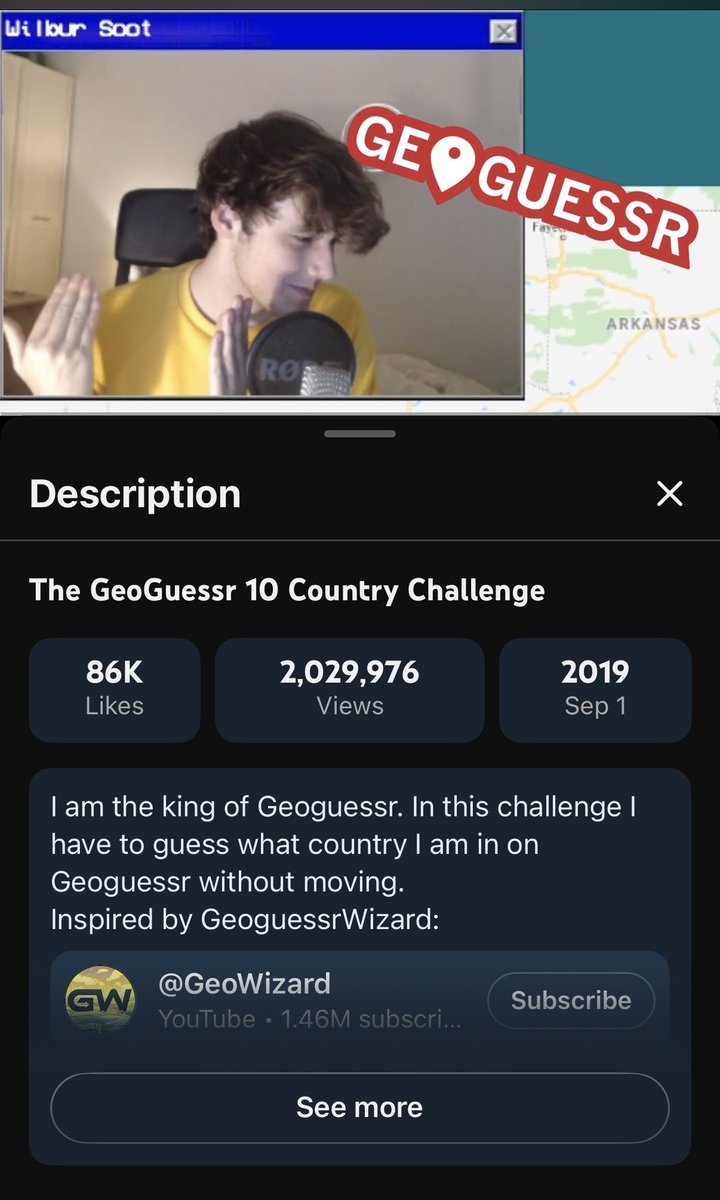 tiredgroupie_'s tweet photo. Btw if you care Wilbur uploaded his first geogussr video 7 years ago today https://t.co/LC0zKFVhEn