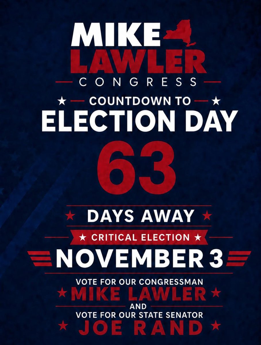 GOP4Rand's tweet photo. Refreshing to see posters encouraging voters to re-elect @Lawler4NY and elect @JosephRand. 🇺🇸🇺🇸
A strong team for New York! https://t.co/jUXc2FgSC6