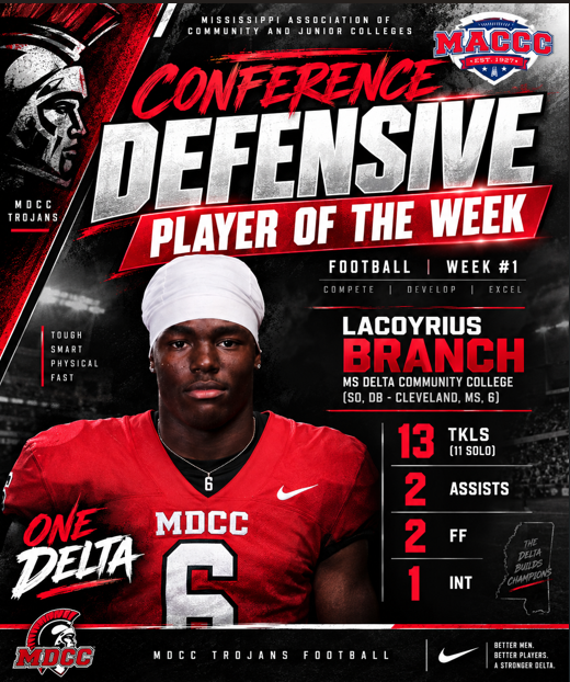 coachjsmithlbs's tweet photo. Congratulations Lacoyrius Branch for been selected as the Conference Defensive Player of the Week! Super proud of you! #WhyNotTheDelta https://t.co/W1P4oVLPnJ