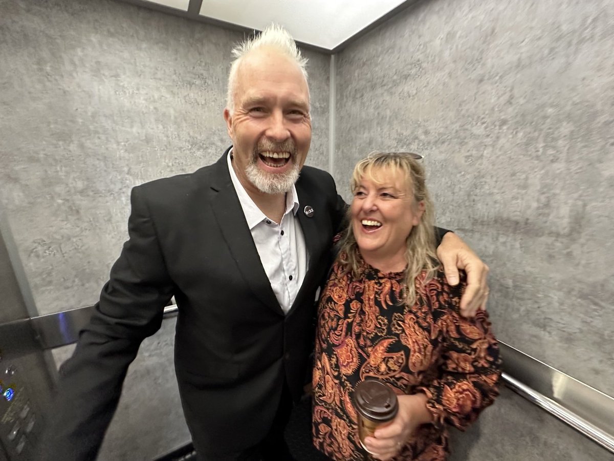 BarryYoungNZ's tweet photo. This is me and my beautiful Missus after appearing at the last callover in the lift at Wellington District Court.
We're still smiling!! @nzpolice 
One thing I  promise the people of New Zealand - I will NEVER give up until we have justice for our loved ones.
Incepto ne desistam!
We're only getting stronger!
Thanks @jonathankiwi  for the photee :)
Truth is on our side.
