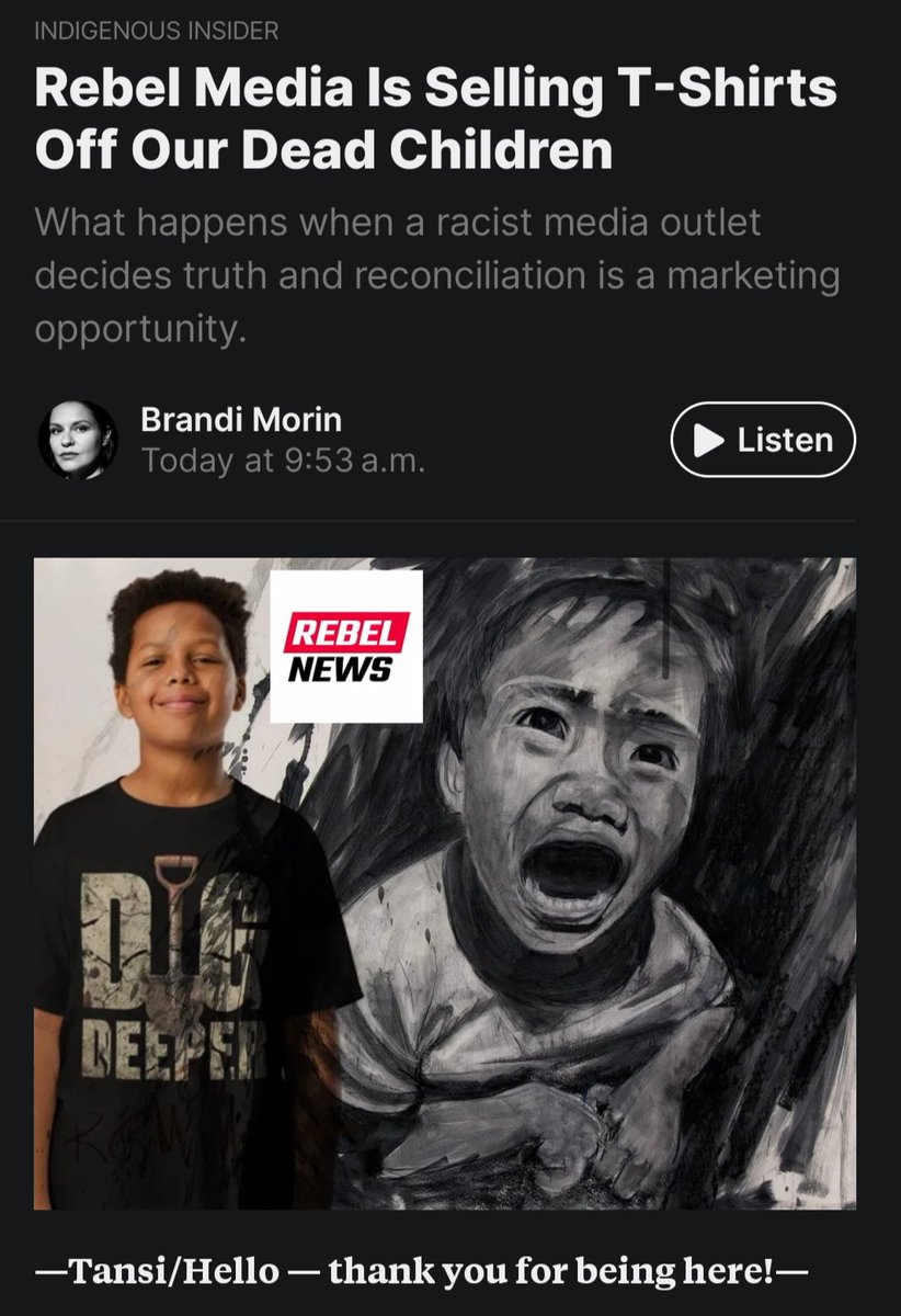 theserfstv's tweet photo. This is one of the most disgusting and racist things I've ever seen. The right in Canada are selling dead Indigenous children t-shirts that promote genocide denial. 

Children's bones have been dug up at this point but it's never enough for them. https://t.co/nArp7aBsJ2