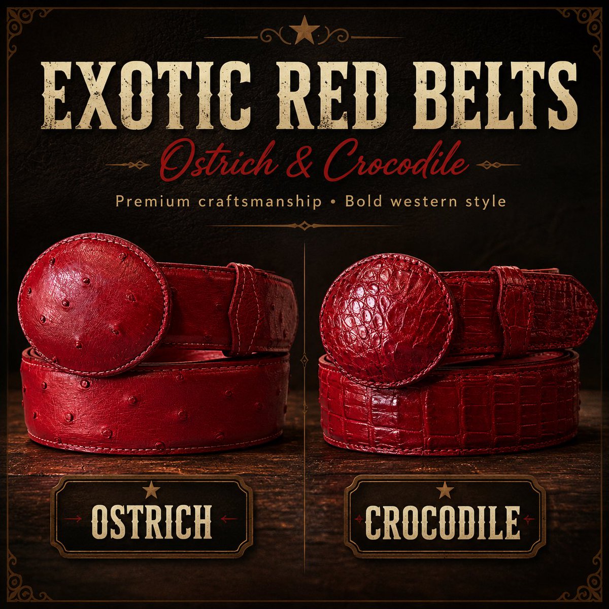 rodeodurango's tweet photo. View available colors online 🔥🔴
🔎Shop: Crocodile Belt
🔎Searcg: Ostrich Belt
All sizes in stock & ready to ship WORLDWIDE! 🌎
shop https://t.co/1jYV0Gf3nE or link in bio #artesaniasmexicanas #leatherbelts #cintosfinos #exotic https://t.co/8BYJyMXPTR