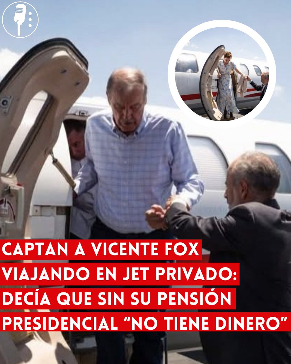 YosoyPedrero's tweet photo. 🚨OJO: CAPTAN A VICENTE FOX VIAJANDO EN JET PRIVADO: DECÍA QUE SIN SU PENSIÓN PRESIDENCIAL “NO TIENE DINERO”

Vicente Fox volvió a quedar en el centro de la conversación luego de ser captado viajando en un jet privado, una imagen que contrasta con sus declaraciones de hace apenas unos meses, cuando aseguró que atravesaba una situación económica “raquítica” y recordó que su expectativa era vivir de la pensión que recibía como expresidente.

El beneficio que Fox esperaba utilizar para su retiro fue eliminado en 2018, junto con las pensiones para expresidentes. Antes de su desaparición, documentos de la Cámara de Diputados registraban para Fox una pensión mensual de más de 205 mil pesos, además de recursos para personal de apoyo.

Por eso, la imagen del exmandatario viajando en una aeronave privada resulta, cuando menos, llamativa frente a aquel discurso de falta de dinero. Fox llegó a decir que la eliminación de la pensión afectaba su situación económica y que tendría que recurrir a otras actividades para obtener ingresos.

La pregunta que queda sobre la mesa es sencilla: si Vicente Fox decía que no tenía dinero después de perder una pensión millonaria pagada por el Estado, ¿cómo se explica ahora un viaje en jet privado? Hasta el momento, la imagen por sí sola no demuestra quién pagó el vuelo ni con qué recursos, pero sí vuelve a poner bajo la lupa el estilo de vida del expresidente y aquellas quejas sobre sus finanzas.