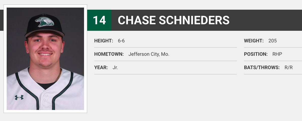 PlayMOALB's tweet photo. Alumni Update : Jeff City Post 5 • Chase Schnieders (RHP, Blair Oaks HS, MO / Class of 2023) played for State Fair C.C. 2 seasons 2024 (Fr.): 14 G / 12 GS, 63.0 IP, 66 K, 36
2025 (So.): 6–3, 13 G / 9 GS, 54.2 IP, 58 K, 46 
2026 Central Methodist U. • 2026 47 Innings pitched https://t.co/GKdMh0G3fB