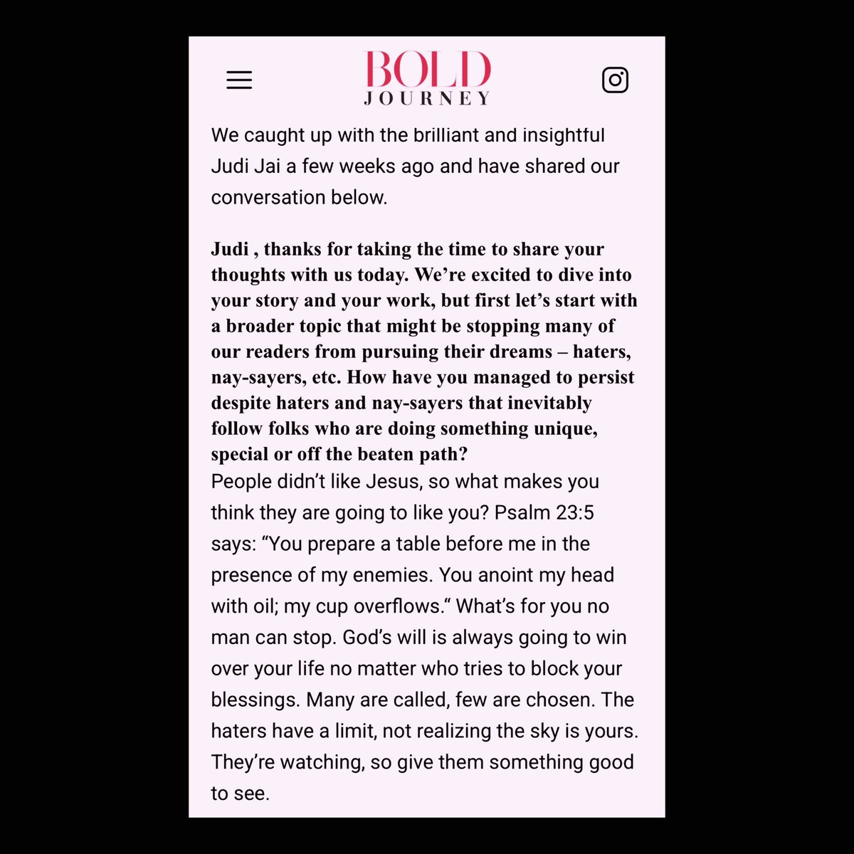 VixenLLC's tweet photo. ๐ฐ
Always dropping gems ๐
Pay attention!
Thank you #BoldJourney for the write up ๐๏ธ
Excited for whatโs next. โ๏ธ
Thank you, God in advance. ๐ค
#HelloSeptember
Full article: https://t.co/nl3yXxjYJ0
@boldjourneymag
#JudiGemz
#realitytv #entrepreneur
#baddies https://t.co/26pmm8uAVT