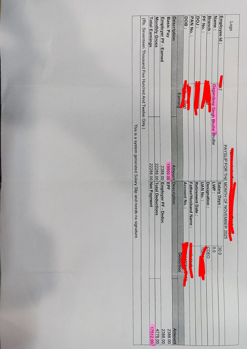 Gaganbh53301342's tweet photo. @amitpandaynews Sir basic for clerk is 19900 in Punjab
After 17-07-2020 
Please check your facts before posting.
Here is my salary slip. https://t.co/GnoSYGQrLG