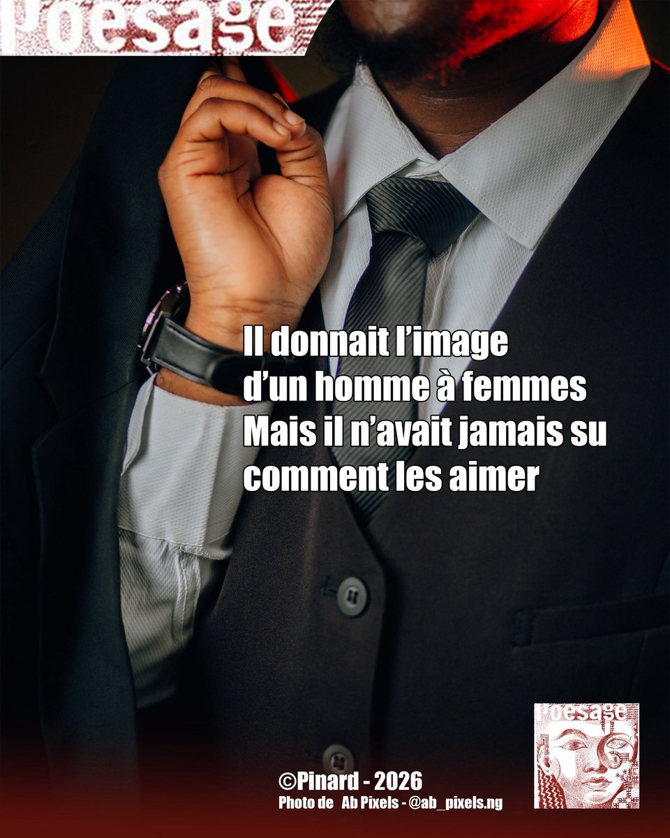poesage_27's tweet photo. Il donnait l’image d’un homme à femmes
Mais il n’avait jamais su comment les aimer
©Pinard - 2026
Photo de Ab Pixels - @ab_pixels.ng
#viril #virilite #relation #matcho #masculin #feminin #aimer #femme #homme #image #reflet
#poet #poeme #poem #poesie #poetry #poesieengagee https://t.co/Whgz85jiIc
