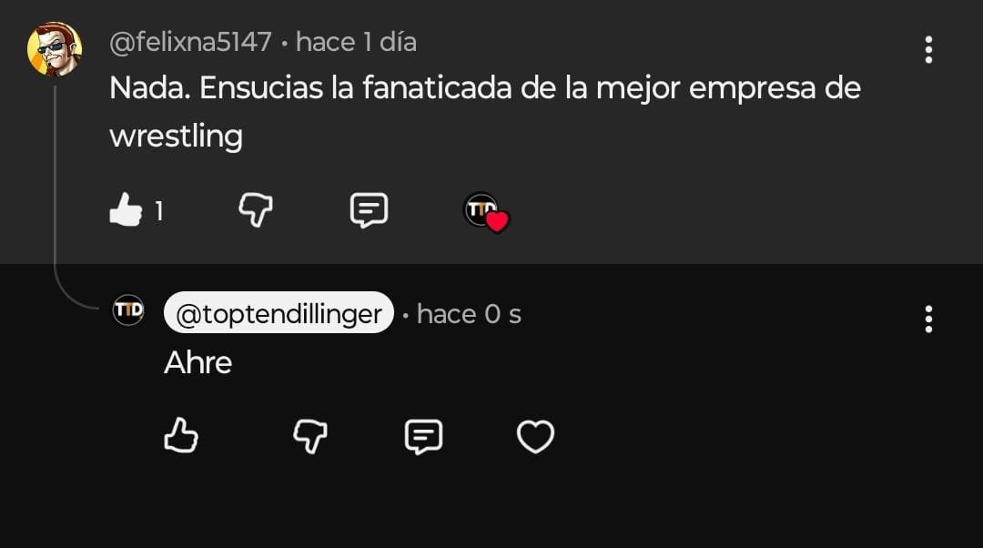 TOPTENDILLINGER's tweet photo. @lolovega23 No hay que dar bola,hay gente desinformada que cree cualquier cosa,un loco dice que soy una vergüenza de la comunidad pero literal hasta vídeo de por que amar AEW tengo xd https://t.co/VhEdefcK5A