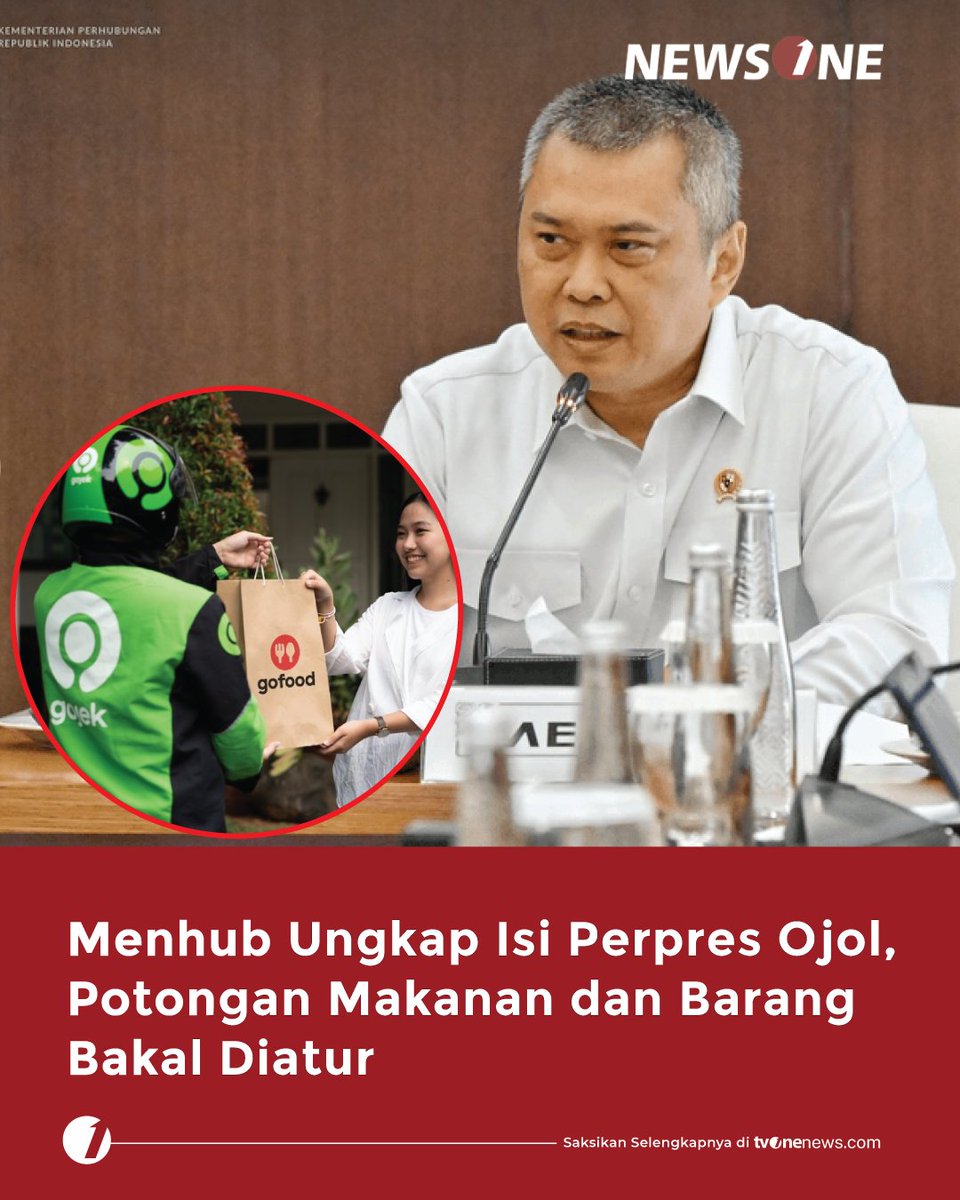 tvOneNews's tweet photo. Menhub Dudy Purwagandhi memastikan Perpres ojol yang segera diterbitkan tidak mengatur potongan layanan angkutan orang, melainkan makanan dan barang.
Simak selengkapnya di https://t.co/vR8MuPqhtu
#HardNews_Ekonomi #NewsOne #CariBeritaditvOne #Ojol #Menhub #PerpresOjol #NO02 https://t.co/ocmX3ksgb0
