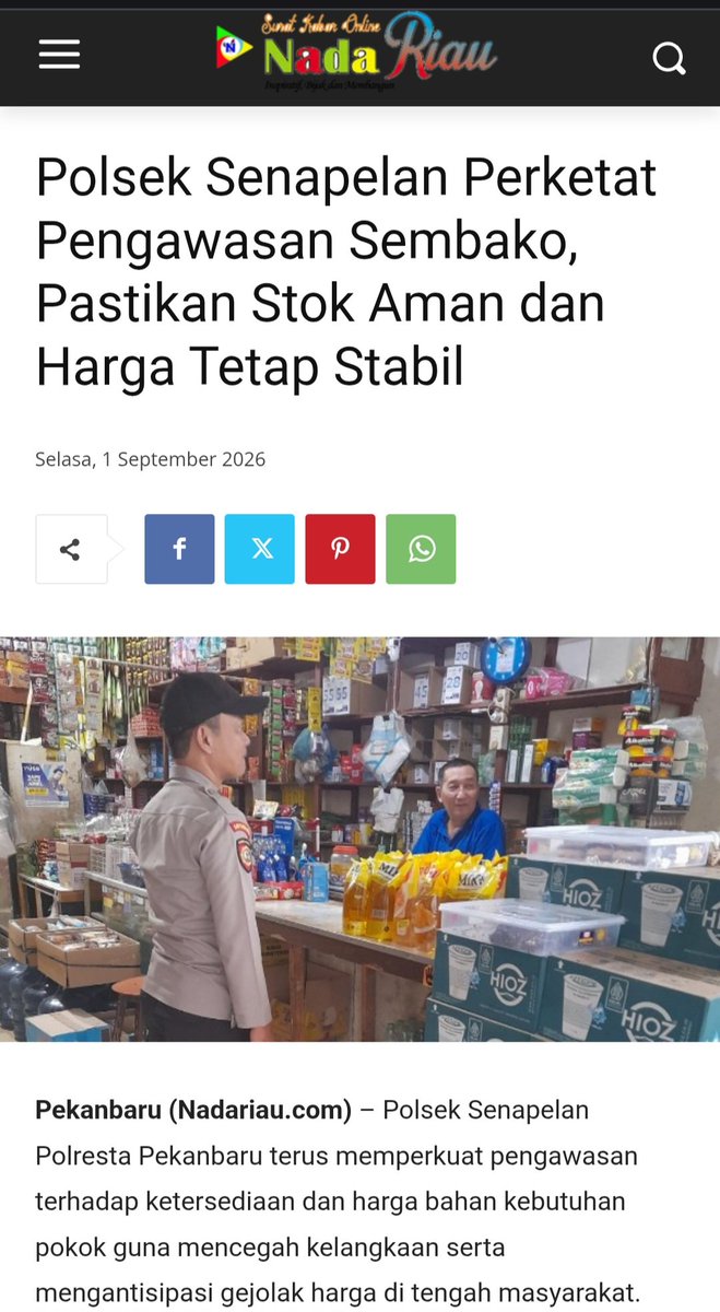 HSenapelan's tweet photo. Polsek Senapelan Perketat Pengawasan Sembako, Pastikan Stok Aman dan Harga Tetap Stabil 
https://t.co/jTTNk6S07i

#greenpolicing
#RiauUntukBumi 
#PolriUntukMasyarakat
#MelindungiTuahMenjagaMarwah
#ketahananpangan 

@polriperubahan
@divisihumaspolri
@herryheryawan https://t.co/jRurbO7SYL