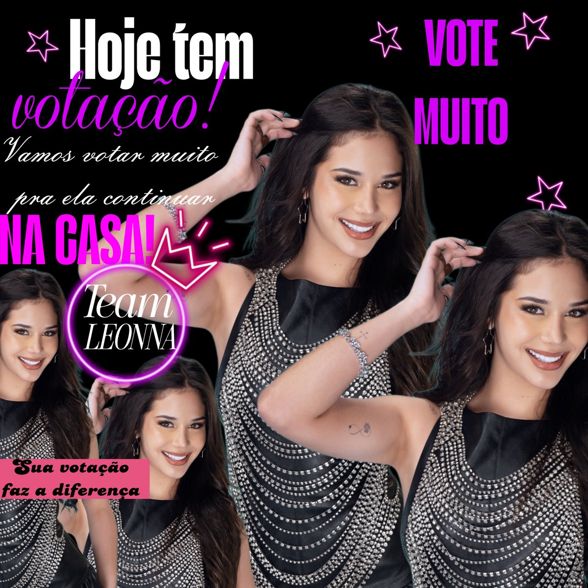 Jessypriscill's tweet photo. Hoje é dia de mostrar nossa força! 💖✨ Vamos votar muito na Leonna para ela continuar na casa! Cada voto faz a diferença, então não vamos desistir:

 VOTE, APOIE E COMPARTILHE! 🗳️💗

Força, Leonna! Estamos com você! 🦁✨ #TeamLeonna #Leonna #EstrelasDaCasa #VotemNaLeonna https://t.co/gnuZvBgKCh