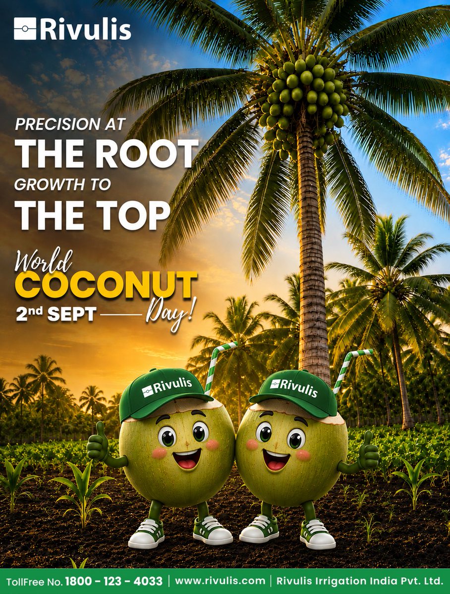Rivulis_in's tweet photo. ๐ฅฅ World Coconut Day
Precision at the root. Growth to the top. ๐ฑ
Smarter irrigation. Healthier roots. Better harvests.
๐ง Every Drop Matters. Grow Beyond.
#WorldCoconutDay #CoconutFarming #SmartIrrigation #Rivulis #GrowBeyond https://t.co/mq8ckFYydq