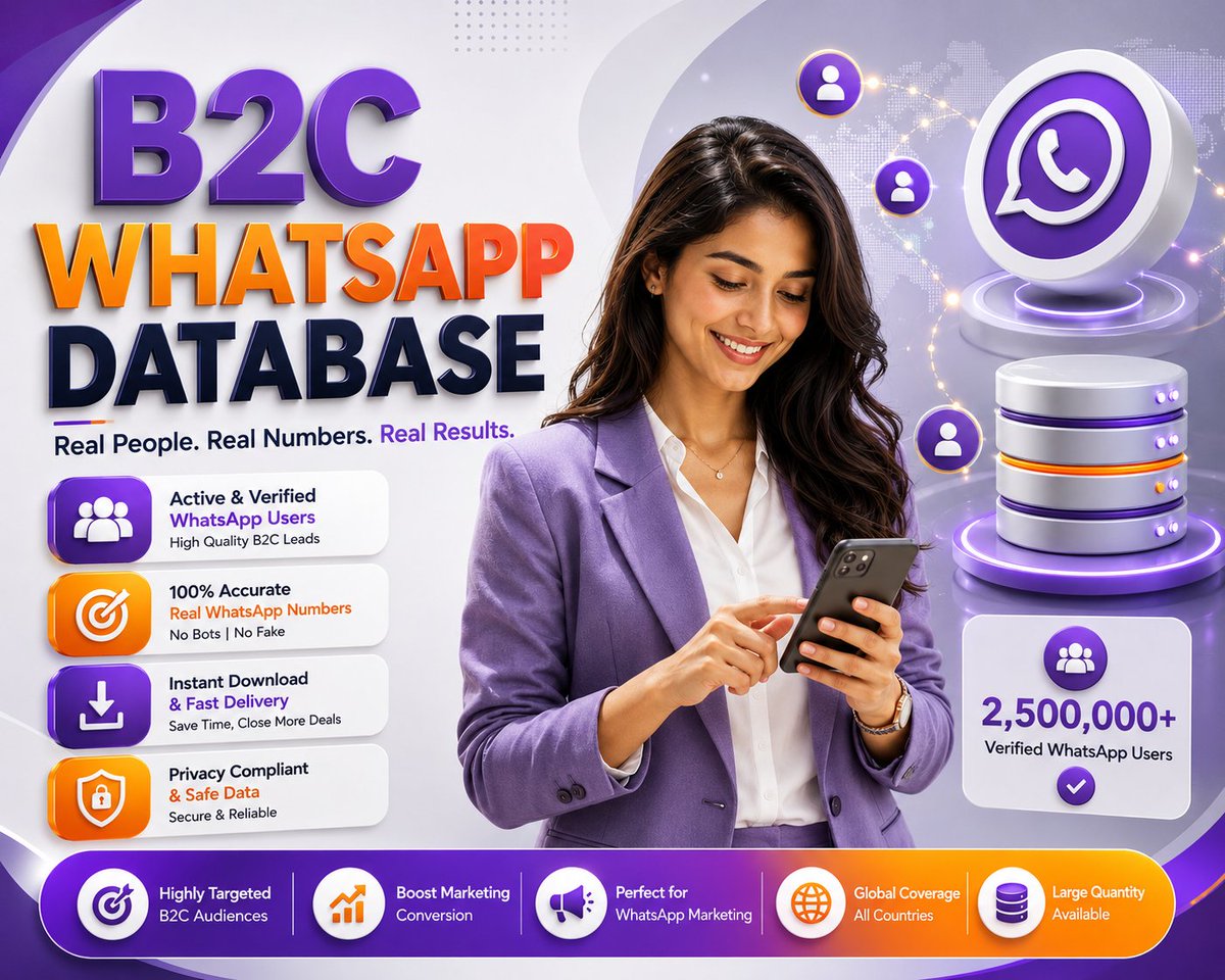 b2cdatabases2's tweet photo. Want to improve your B2C customer outreach?

Lead Generation
• Customer Acquisition
• Audience Targeting
• Promotional Campaigns
• Market Research
• Customer Engagement

#B2CWhatsAppDatabase #WhatsAppLeads #B2CLeads #WhatsAppMarketing #LeadGeneration #CustomerAcquisition https://t.co/cazuYc741j