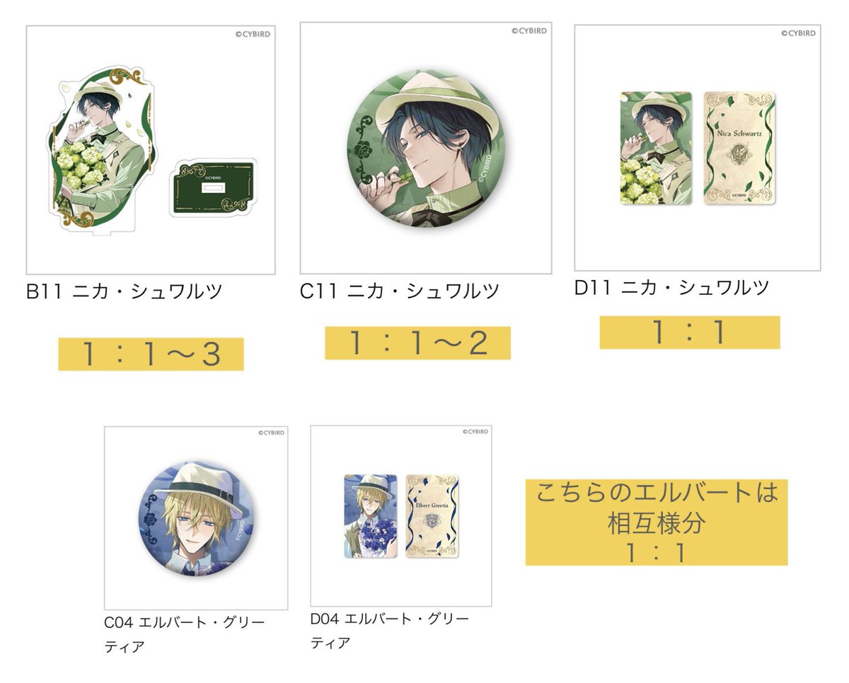 j09819751's tweet photo. 【異種交換】イケメンヴィラン 闇夜にひらく悪の恋 Promise Bouquetくじ 3rd Anniversaryくじ イケヴィラ ちゃれくじ ウィリアム ハリソン ロジャー ジュード エリス ヴィクトル ダリウス

《譲》画像1枚目

《求》画像2枚目 ニカ エルバート

郵送/都内手渡し どちらも可

❗️添付画像3〜4枚目のみ必読 https://t.co/TmyzW51Lix