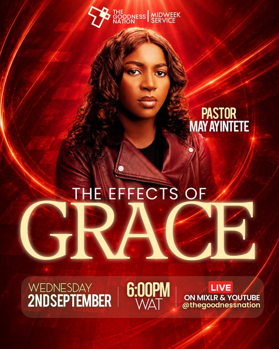 GoodnessNation's tweet photo. Grace has visible effects in thinking and conducts!!

Loved people, love people. Hurt people hurt people.

Join Pastor May @MayAyintete this evening as she takes us on a ride to see the EFFECTS OF GRACE!!

Mama will be breaking some stubborn tables while at it. https://t.co/QYe6FhJv65