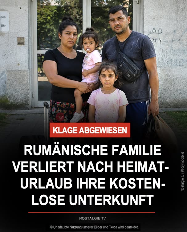 Eddie_1412's tweet photo. Nach einem zehntägigen Aufenthalt in Rumänien verlor die Familie ihren bisherigen Platz in einer Berliner Obdachlosenunterkunft. Vor der Reise war ihr mitgeteilt worden, dass eine Rückkehr nach längerer Abwesenheit nicht garantiert sei. Nach ihrer Rückkehr lehnte Neuköllns Sozialstadtrat Hannes Rehfeldt (CDU) den Antrag auf erneute kostenlose Unterbringung ab.

Die Familie ging dagegen im Eilverfahren vor, unterlag jedoch vor dem Verwaltungsgericht Berlin. Das Gericht sah die erforderliche „Unfreiwilligkeit“ der geltend gemachten Obdachlosigkeit nicht als gegeben an. Die Familie kann gegen den Beschluss noch Beschwerde einlegen.

Quelle: WELT