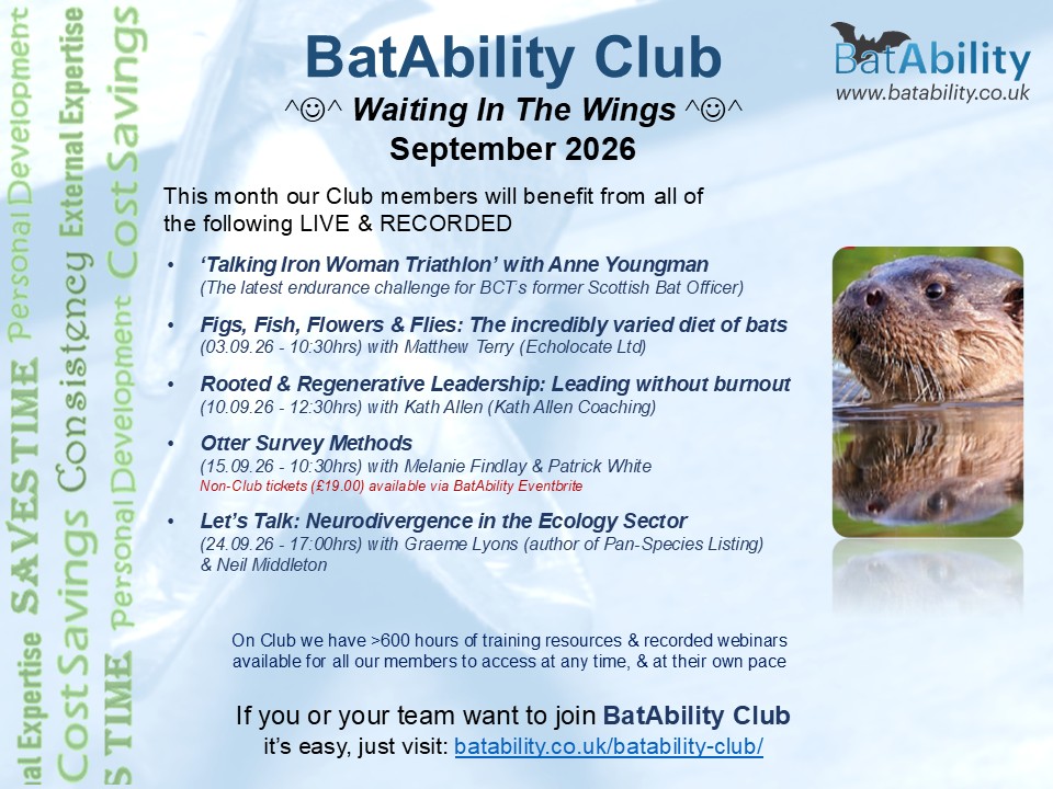 BatAbility's tweet photo. ^o^ Waiting In The Wings - Sept 2026 ^o^ 
\o/🙂Listen to Aileen's excellent 'Talking Club' podcast here: https://t.co/ygLeXJoRMp
Find out more about the huge &amp; instantly accessible training resource Club is &amp; 'signing up' yourself/your business here: https://t.co/S7FYXqfZ0F https://t.co/T8xJVUT7Ph