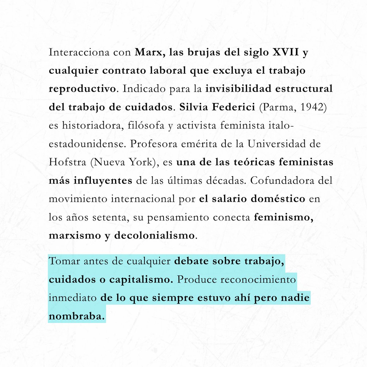 Culturalh_'s tweet photo. Silvia Federici llega a la segunda edición de CULTUR_ALH que tendrá lugar del 21 al 27 de septiembre en Granada.     

La  destacada teórica feminista se suma al Festival Internacional de Arte, Literatura y Humanidades. https://t.co/jeKr3FhcKw