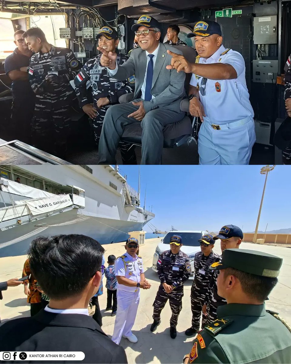 FlMichele69's tweet photo. CVL #ITSGaribaldi 551 @ItalianNavy 🇮🇹 voyage to Indonesia continues, ahead of its scheduled handover to the @_TNIAL_ 🇮🇩
On board is a mixed Italian-Indonesian crew
1st stop of the long voyage to #Safaga #Egypt 29 August 2026

📷 Kantor Athan RI Cairo (indonesiandefenceattache) https://t.co/s8c8ZOH3pg