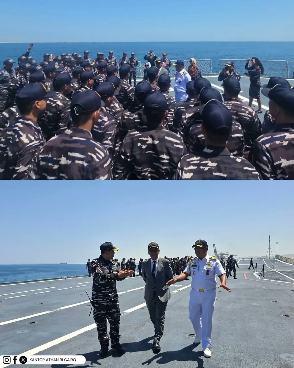 FlMichele69's tweet photo. CVL #ITSGaribaldi 551 @ItalianNavy 🇮🇹 voyage to Indonesia continues, ahead of its scheduled handover to the @_TNIAL_ 🇮🇩
On board is a mixed Italian-Indonesian crew
1st stop of the long voyage to #Safaga #Egypt 29 August 2026

📷 Kantor Athan RI Cairo (indonesiandefenceattache) https://t.co/s8c8ZOH3pg