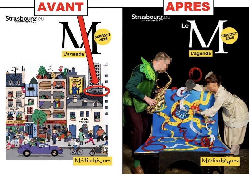 FlorianKobryn's tweet photo. En 1990, Mme Trautmann accueille Nelson Mandela. En 1997, elle devient ministre de la Culture.

En 2026, maire de Strasbourg, elle censure une œuvre d’art parlant du génocide à Gaza et détruit 13 000 brochures.

Mme Trautmann, où est passé votre sens du courage et de la justice ? https://t.co/6iGYhljqh5
