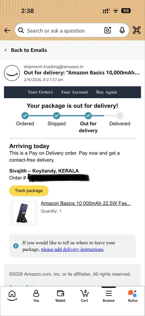 sivajithcp's tweet photo. @amazonIN I pre-paid it as you said, for contact less delivery, but your agent rescheduled it saying he couldn't contact me (just by missing 1 call) . I never got any contact details for the agent while my product was out for delivery. I don't think it ever was out https://t.co/PSpniIpiCv