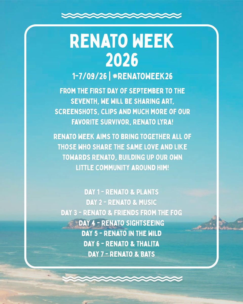 lunatiil's tweet photo. It's here!! The (now) official Renato Week of 2026!
It's time to celebrate our favourite survivor, Renato Lyra properly! Below you can see the day themes, so go wild! I can't wait to see what you guys come up with!
#RenatoWeek26 #RenatoLyra #DeadByDaylight https://t.co/wxzHztqFSV