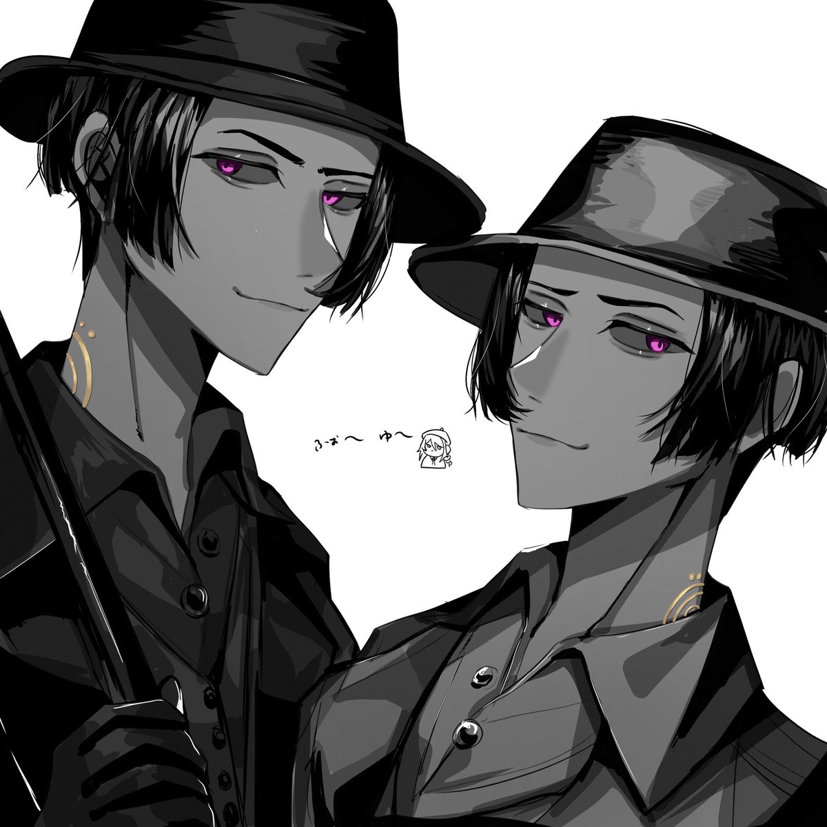 yaklkarstfay's tweet photo. 白黒無常記念日ｵﾒﾃﾞﾄｳ!
(遅刻も遅刻だし、友人に過去お渡ししたイラストです………) https://t.co/xT4t0uuEl4