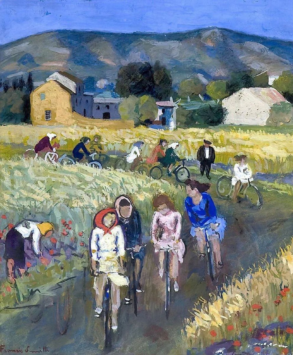 olgatuleninova's tweet photo. Francis Smith, Cyclists in a Landscape, 1950 https://t.co/eOvHuj1Hol