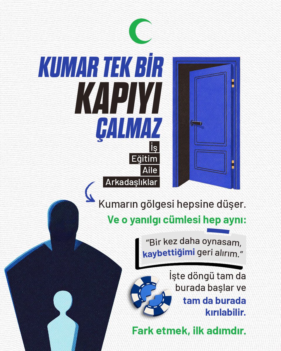 1920yesilay's tweet photo. Kumar bağımlılığı yalnızca maddi bir kayıp değil, aynı zamanda derin manevi yıkımlara yol açan bir süreçtir.

Yardım istemek ise zayıflık değil, kurtuluşa giden yoldaki ilk ve en cesur adımdır. 🙌🏻

📞 115 YEDAM Danışma Hattı ücretsiz ve gizlilik esaslı  psikososyal destek ile hem senin hem de sevdiklerinin her zaman yanında.💚

Devamı için kaydır 👉🏻

#Yeşilay #YEDAM