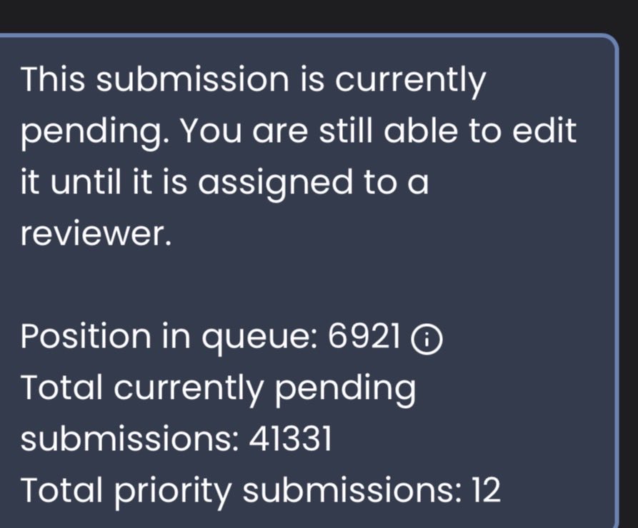 AwalanchGD's tweet photo. @sylvinhaTM @ZeyKooGD And i am waiting since june to get my two submissions accepted :)) https://t.co/nTqtpZS0gq